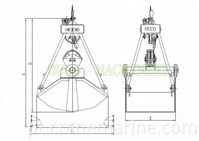 25t duas corda Glamshell Grab com Grab Mechanical for Bulk Cargo